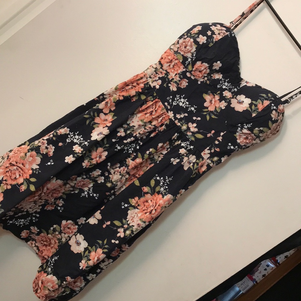 Floral print dress spaghetti strap dress mindcode
